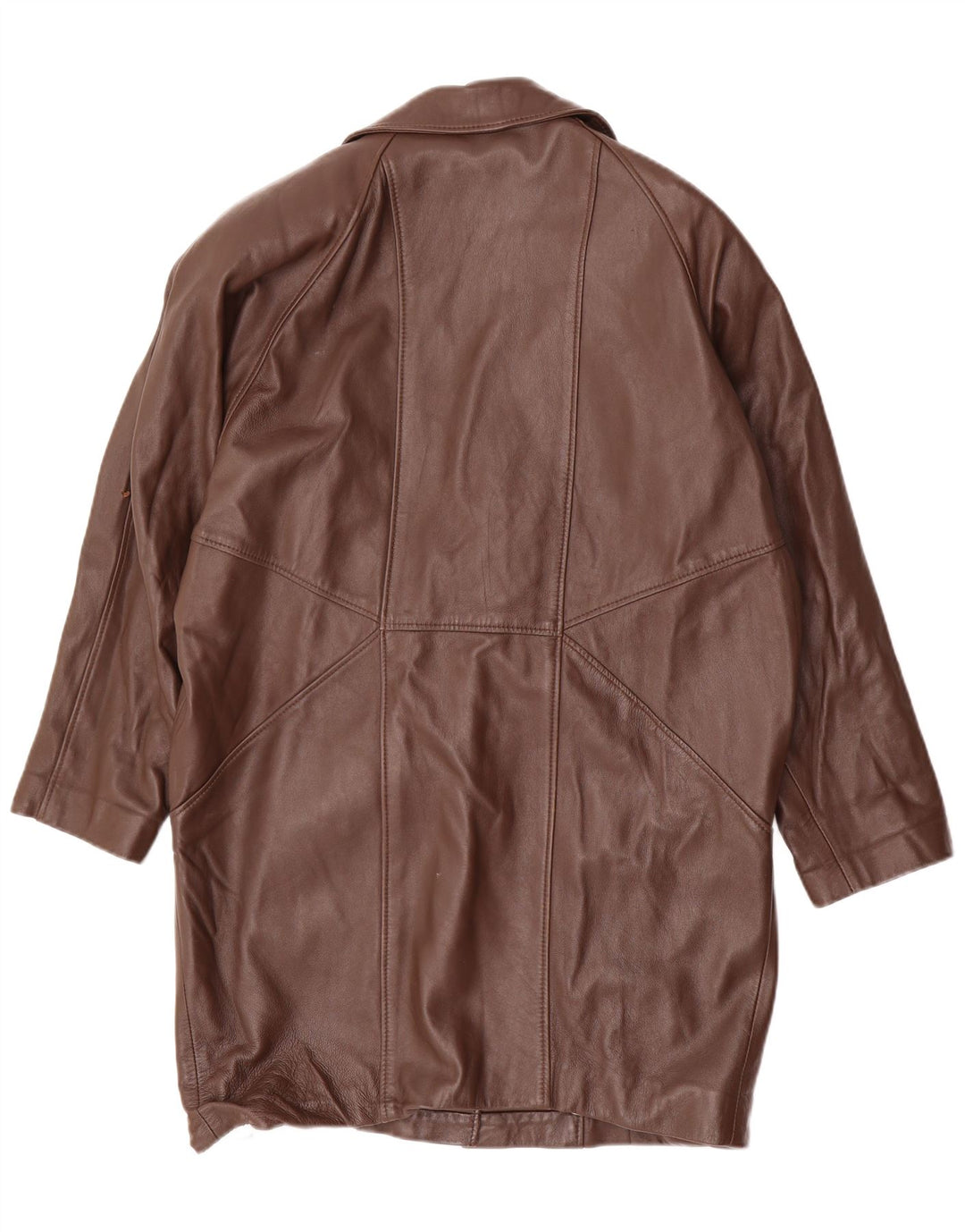 Cappotto in pelle oversize da donna vintage EU 36 piccolo in pelle marrone