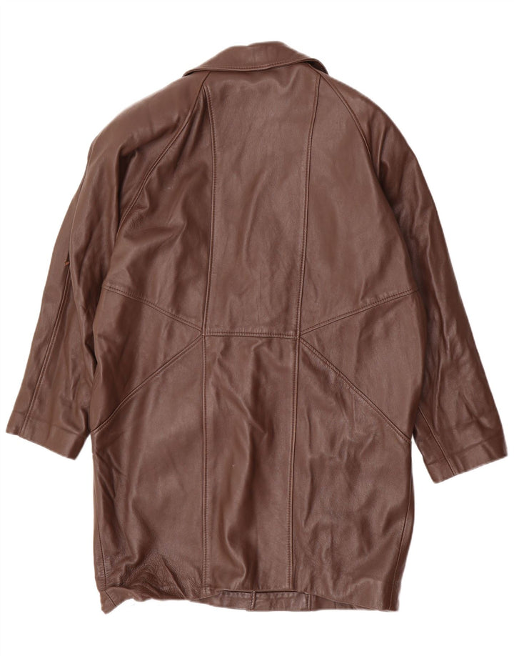 Cappotto in pelle oversize da donna vintage EU 36 piccolo in pelle marrone