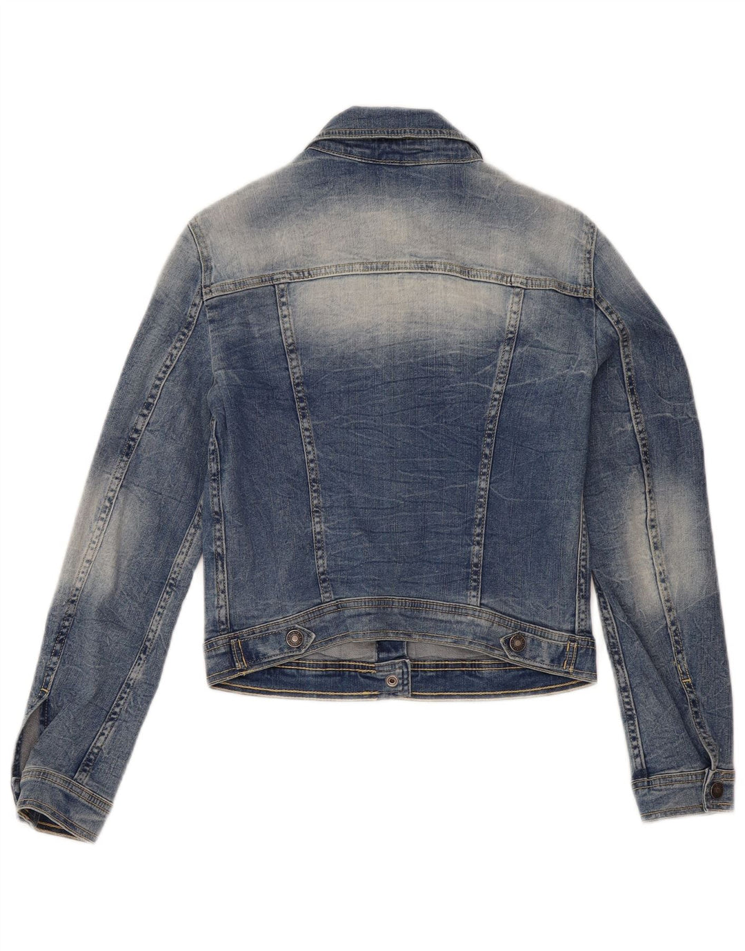 Giacca in denim corto da donna Benetton UK 10 piccolo cotone blu