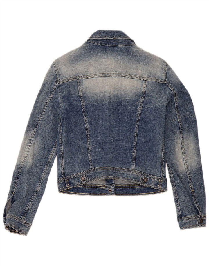 Giacca in denim corto da donna Benetton UK 10 piccolo cotone blu