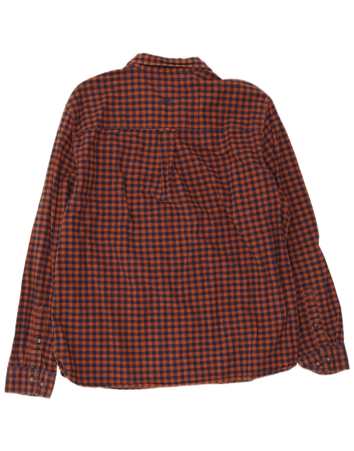 Fat Face Camicia da uomo in flanella vestibilità regolare XL in cotone a quadretti arancione