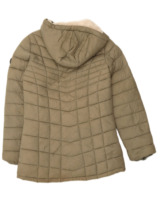 Giacca imbottita Sherpa per ragazze Dkny 14-15 anni, grande in nylon kaki