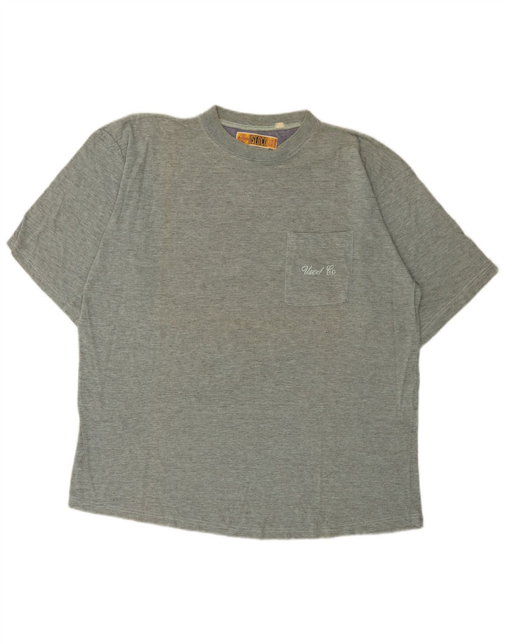 T-shirt da uomo vintage top grande grigio chiazzato