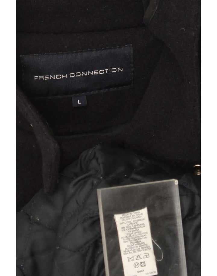Cappotto con cappuccio da uomo French Connection UK 40 grande lana blu navy
