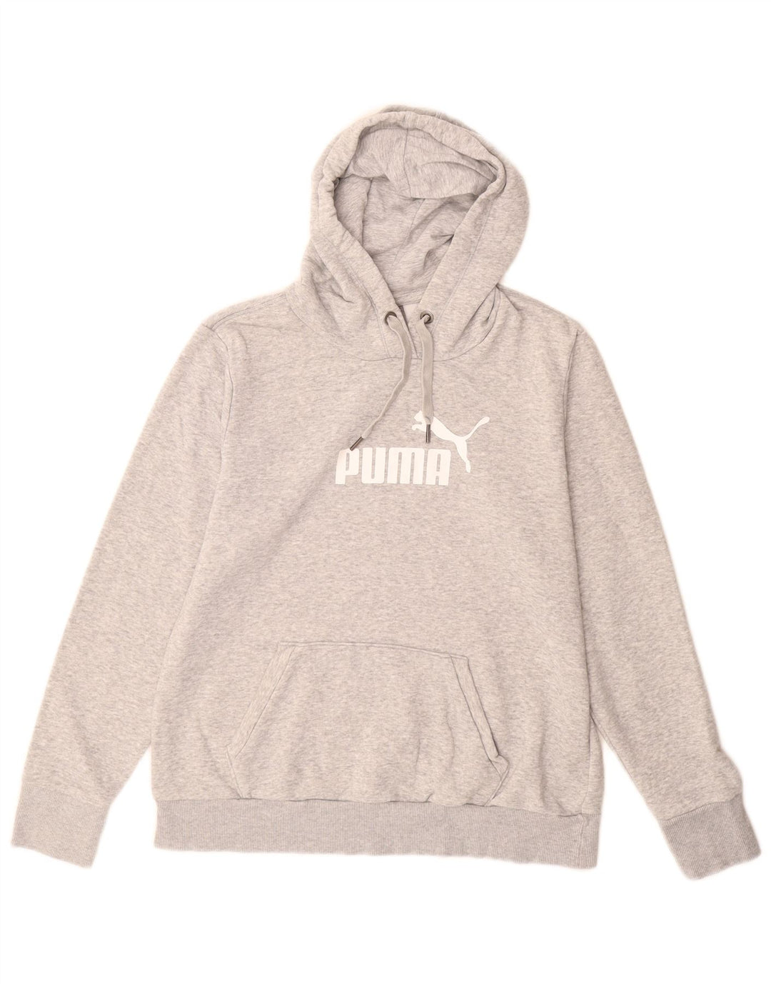Felpa con cappuccio grafica da donna Puma UK 16 grande cotone grigio