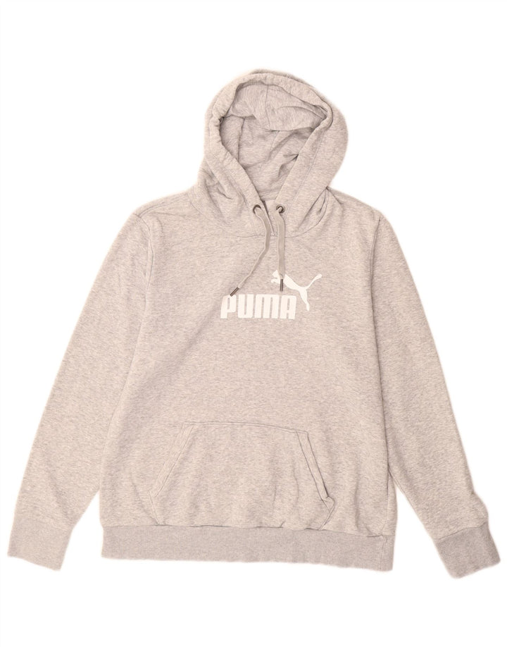 Felpa con cappuccio grafica da donna Puma UK 16 grande cotone grigio