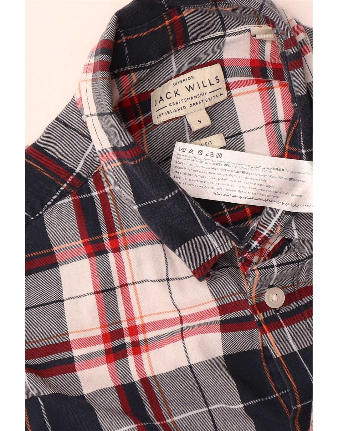Camicia slim fit da uomo Jack Wills piccola in cotone a quadri blu navy