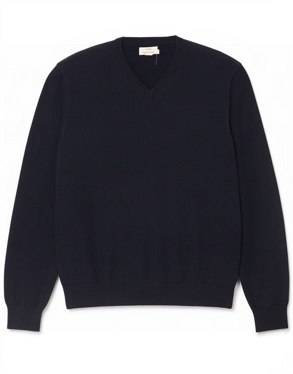 Marks & Spencer Mens V-Neck Jumper Sweater XL Navy Blue Cotton