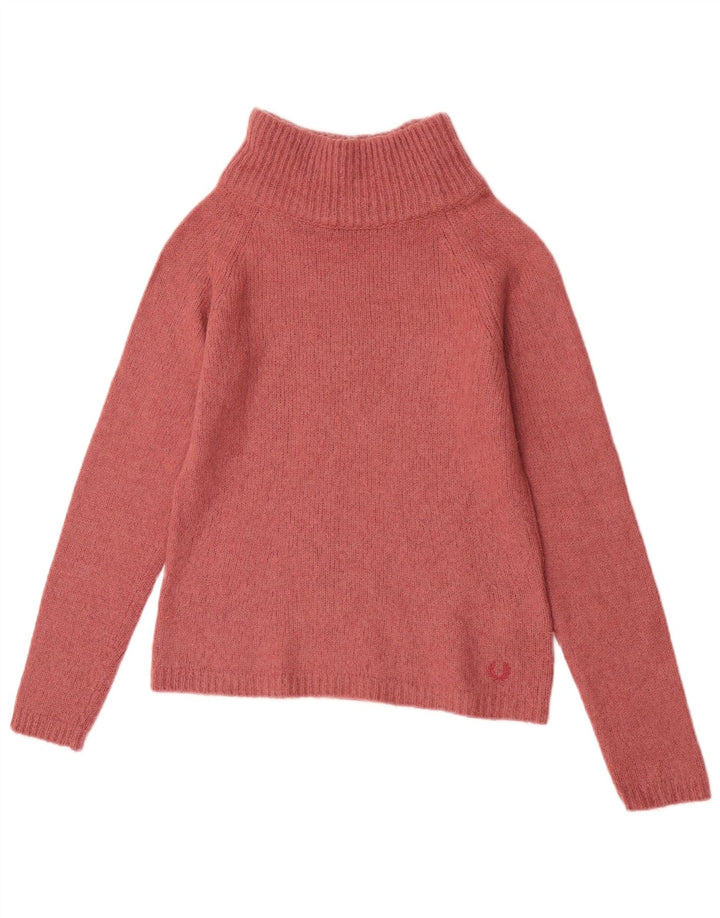Maglione a collo alto corto da donna Fred Perry UK 10 piccolo rosa