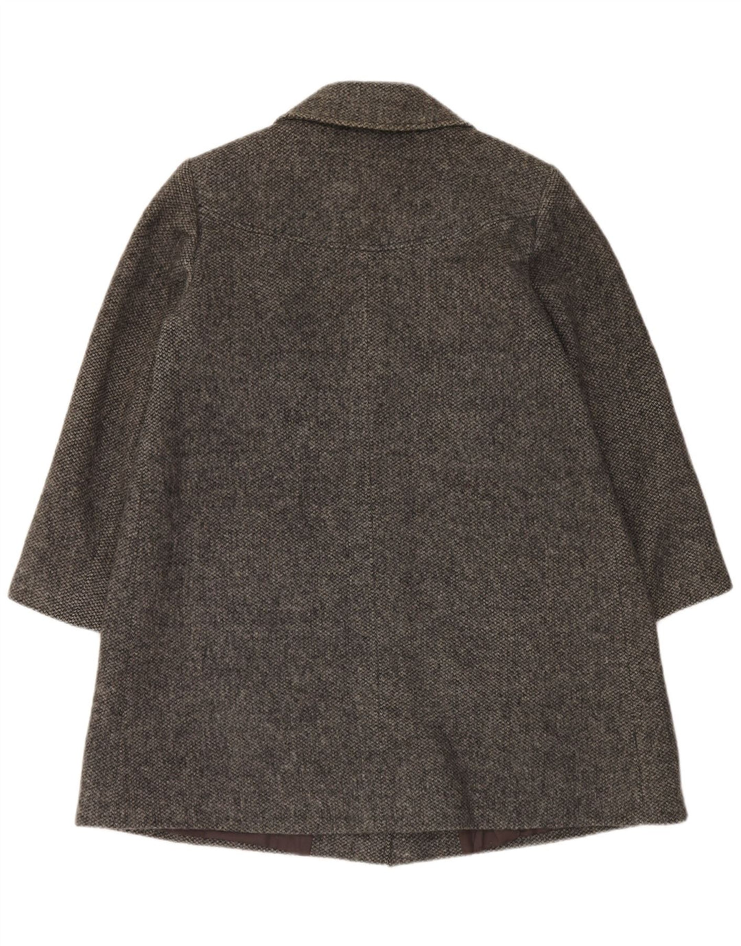 Cappotto doppiopetto vintage da donna UK 16 grande lana grigia