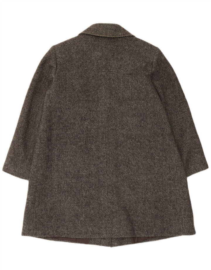 Cappotto doppiopetto vintage da donna UK 16 grande lana grigia