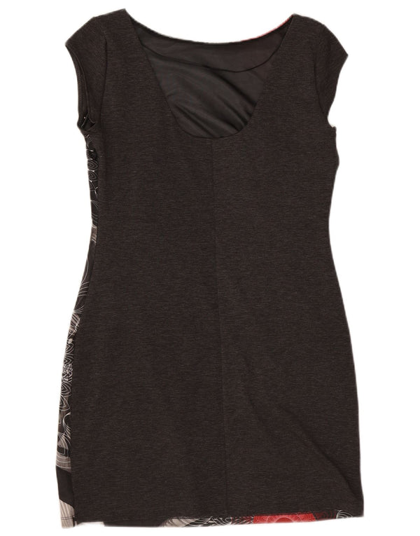DESIGUAL Abito tubino grafico da donna UK 18 XL Grigio floreale
