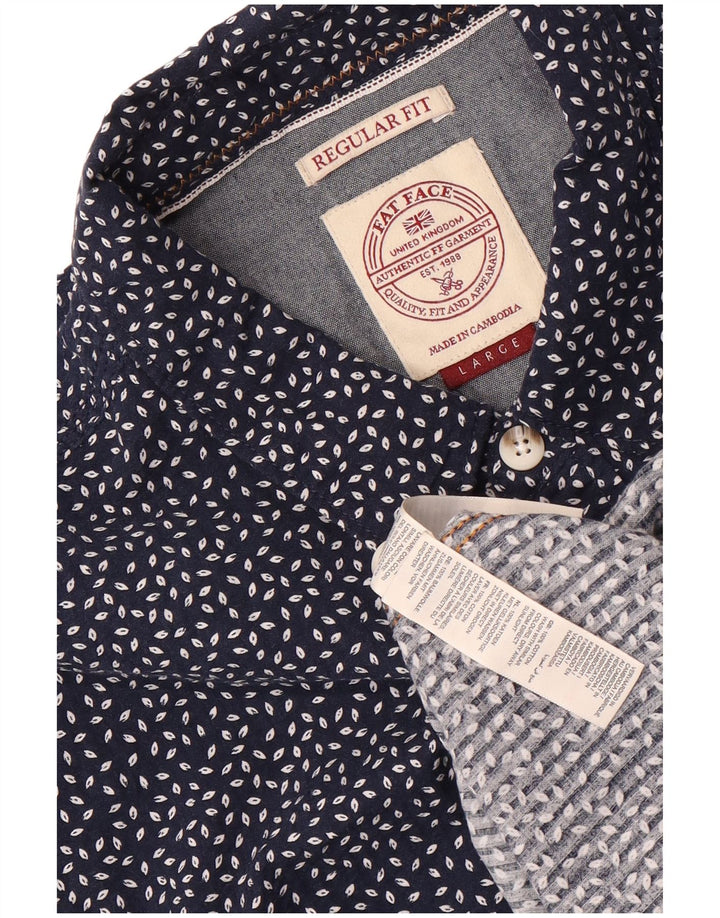 Camicia da uomo dalla vestibilità regolare Fat Face, grande, in cotone maculato blu navy