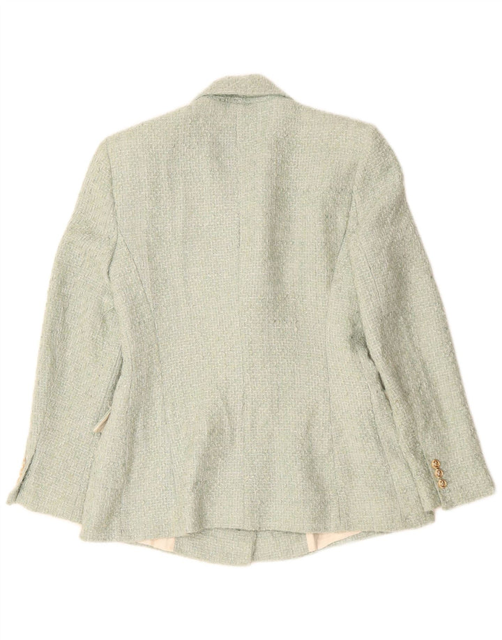 Giacca Blazer Doppio Petto da Donna ZARA UK 12 Acrilico Verde Medio