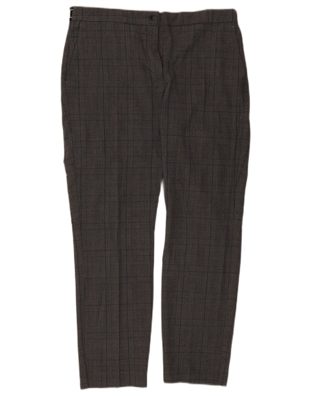 Pantaloni chino slim da donna Zara XL W32 L27 poliestere a quadri grigi