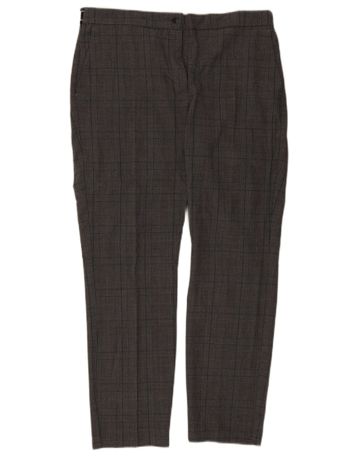 Pantaloni chino slim da donna Zara XL W32 L27 poliestere a quadri grigi
