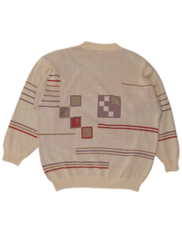 Maglione girocollo da uomo vintage IT 48/50 Grigio medio geometrico