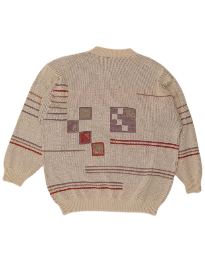 Maglione girocollo da uomo vintage IT 48/50 Grigio medio geometrico