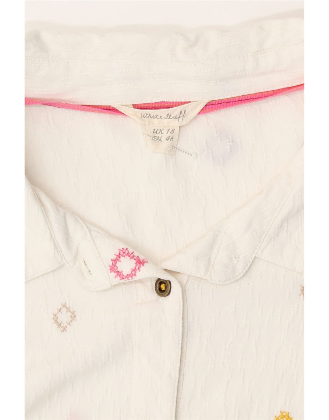Camicia da donna White Stuff UK 18 XL Viscosa geometrica bianca