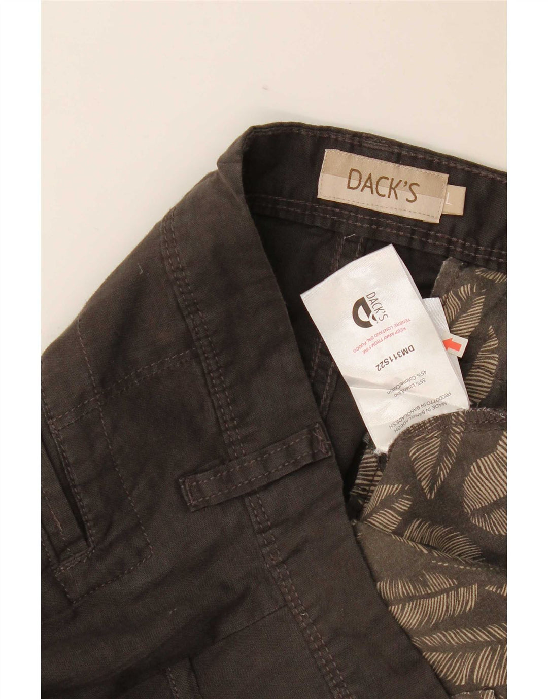 Pantaloni cargo slim da uomo di Dack grandi W34 L32 lino grigio