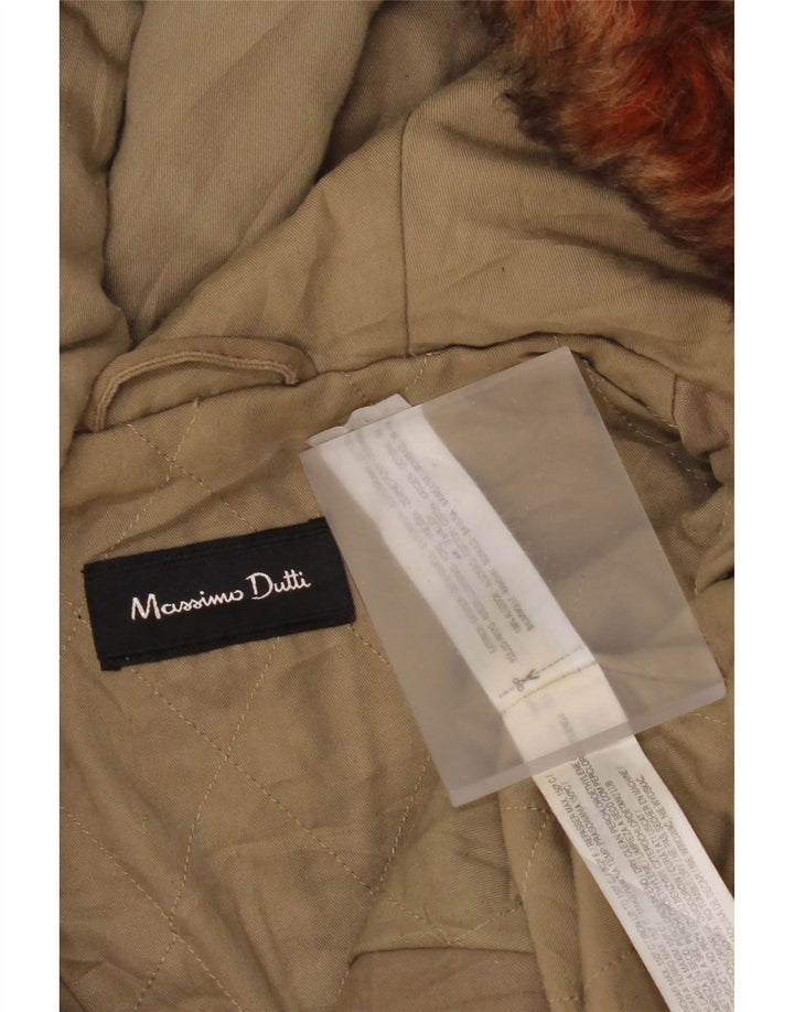Giacca Parka con cappuccio da donna Massimo Dutti UK 14 cotone kaki medio
