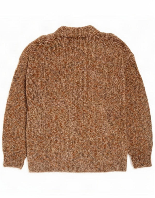 Maglione cardigan da uomo vintage grande marrone screziato