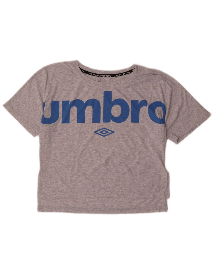 UMBRO T-shirt grafica corta da donna Top UK 14 Poliestere screziato grigio medio