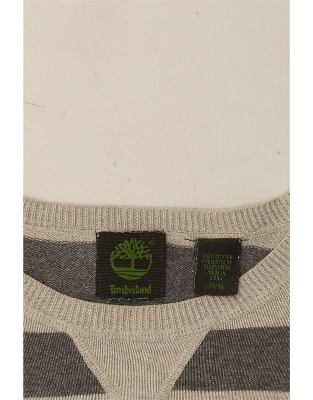 Maglione maglione girocollo da uomo Timberland in cotone a righe grigio medio
