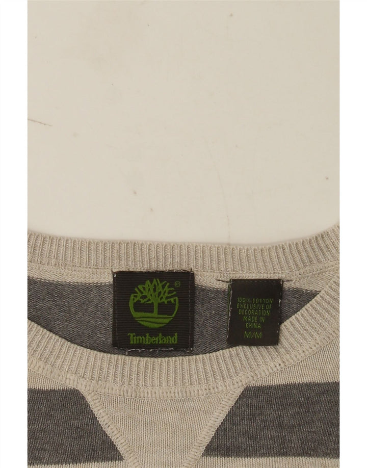Maglione maglione girocollo da uomo Timberland in cotone a righe grigio medio