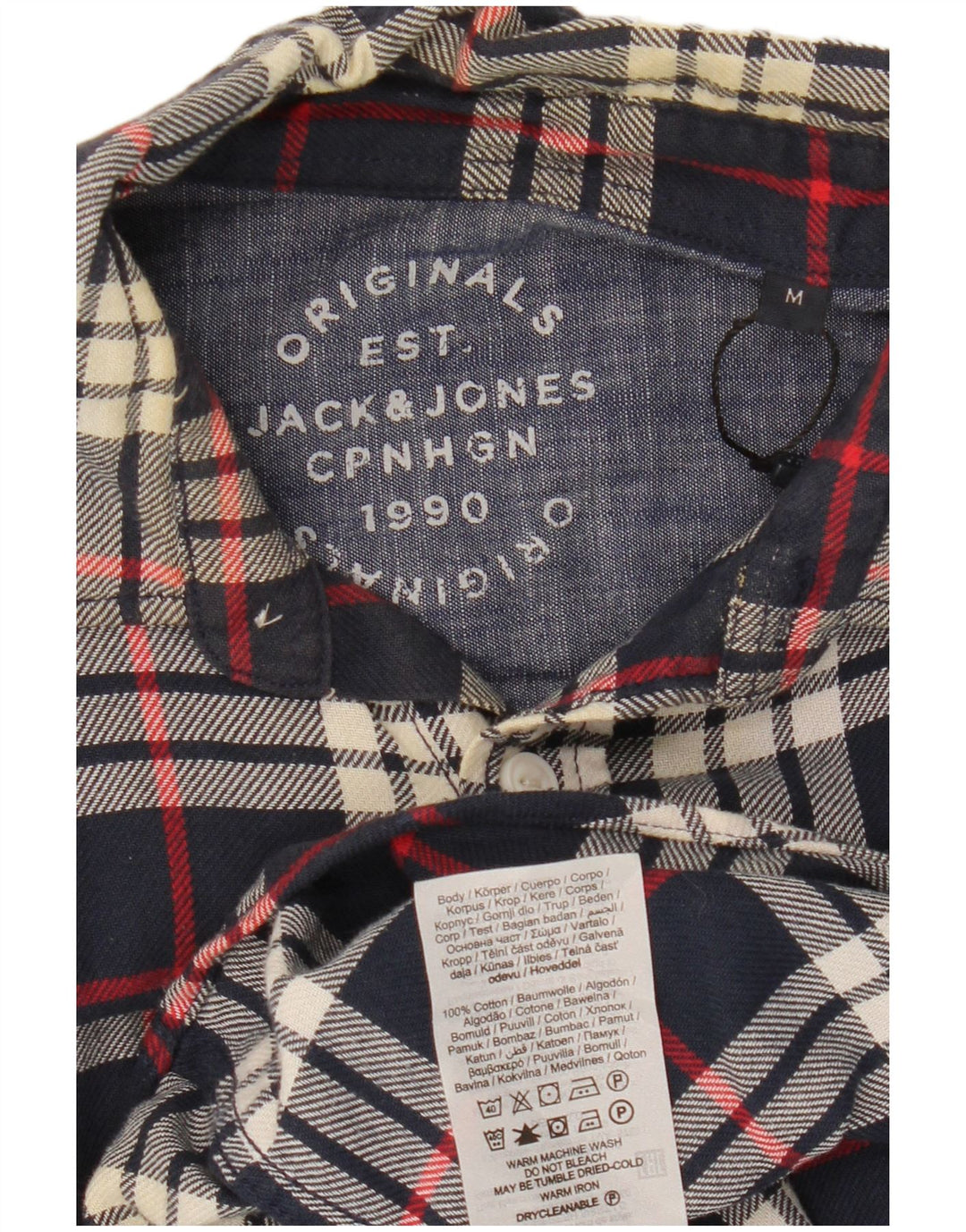 Jack & Jones Camicia da uomo in flanella di cotone a quadri blu navy medio