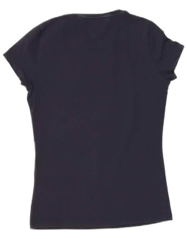 T-shirt grafica da donna Tommy Hilfiger Top UK 12 cotone medio blu navy