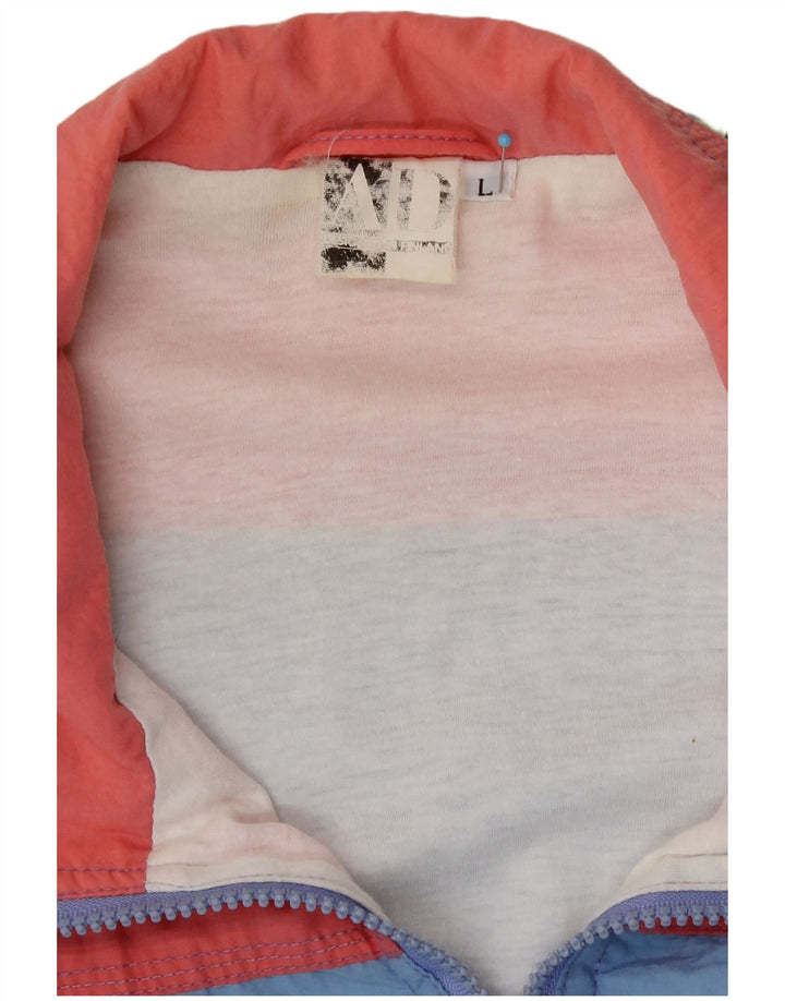 Giacca da ginnastica vintage da donna con motivo astratto UK 16 grande blu