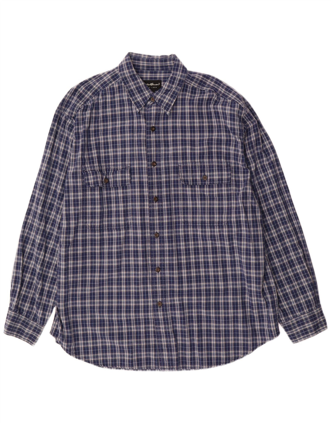 EDDIE BAUER Camicia da uomo in flanella di cotone a quadri blu grande