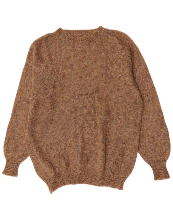 Vintage Mens Crew Neck Jumper Sweater Large Brown