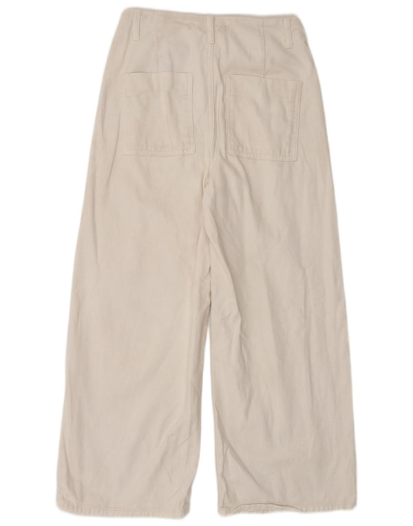 Jeans Zara da donna a vita alta a gamba larga EU 36 XS W26 L26 Cotone bianco