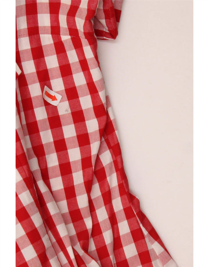 Camicia a maniche corte da donna BENETTON UK 14 medio rosso a quadri
