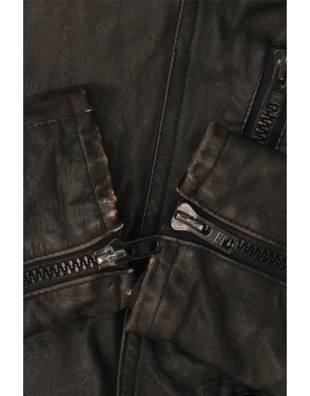 Giacca da motociclista in pelle vintage da uomo IT 50 grande nera