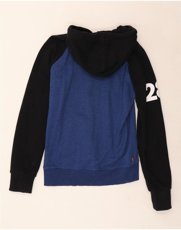 Maglione con cappuccio grafico da uomo SUPERDRY piccolo cotone blu a blocchi di colore