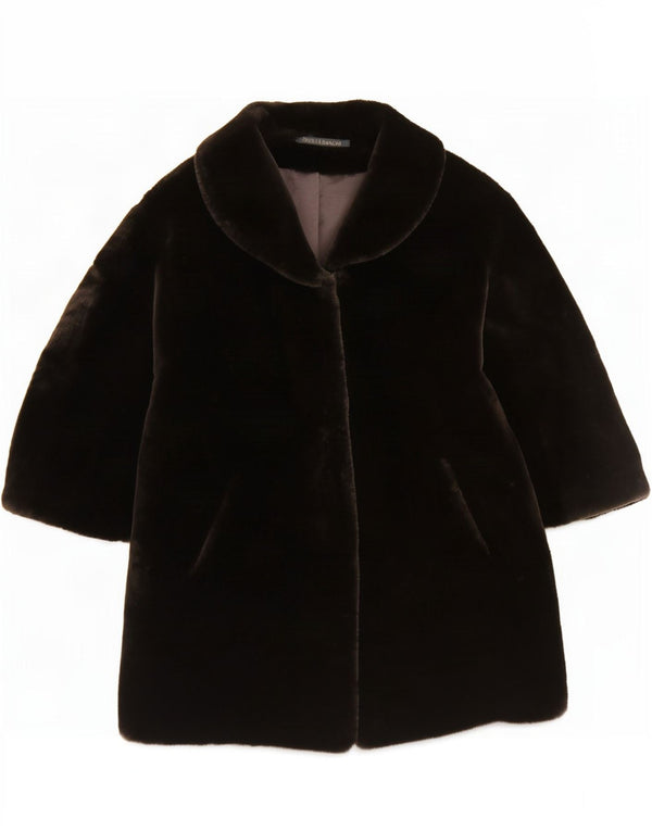 Soprabito da donna in pelliccia sintetica Marks & Spencer UK 14 grande poliacrilico marrone