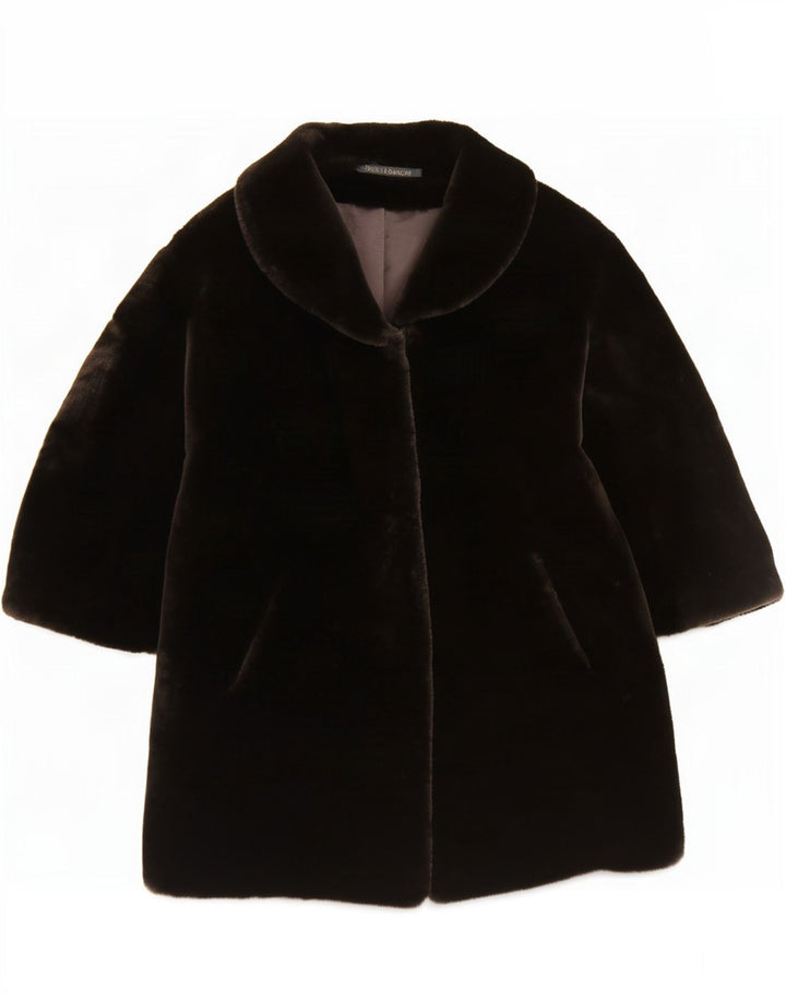 Soprabito da donna in pelliccia sintetica Marks & Spencer UK 14 grande poliacrilico marrone