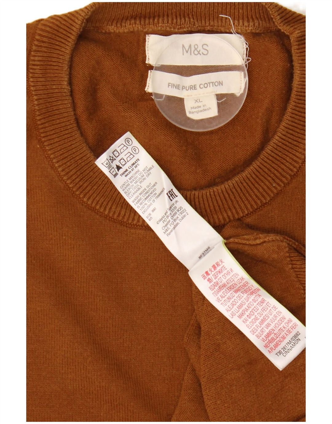 Maglione maglione girocollo da uomo Marks & Spencer XL in cotone marrone