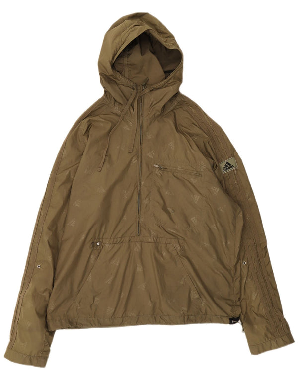 Giacca anorak grafica da uomo con cappuccio Adidas UK 38 Medium Khaki Spotted
