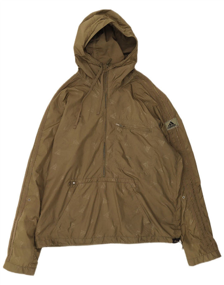 Giacca anorak grafica da uomo con cappuccio Adidas UK 38 Medium Khaki Spotted