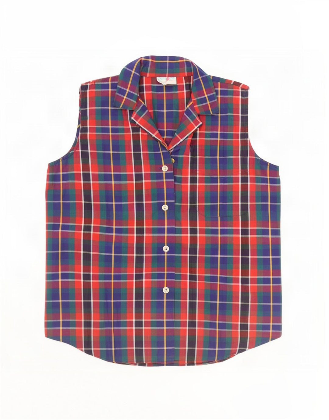 Camicia senza maniche da donna a palloncino IT 40 Check multicolore medio
