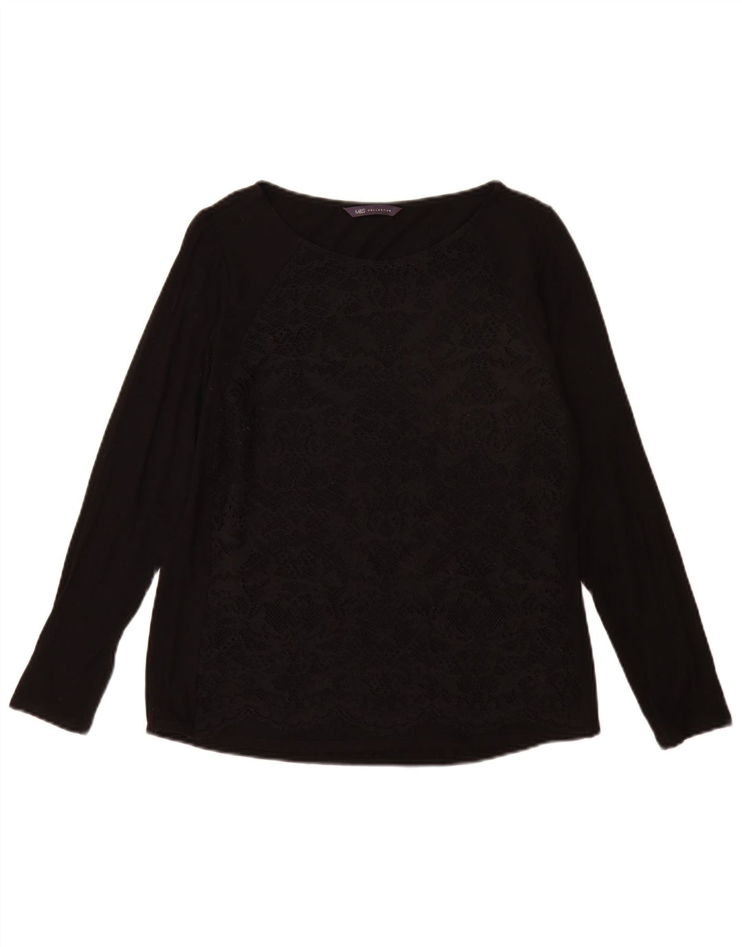 Marks & Spencer Top da donna a maniche lunghe UK 12 Medium Black Viscosa