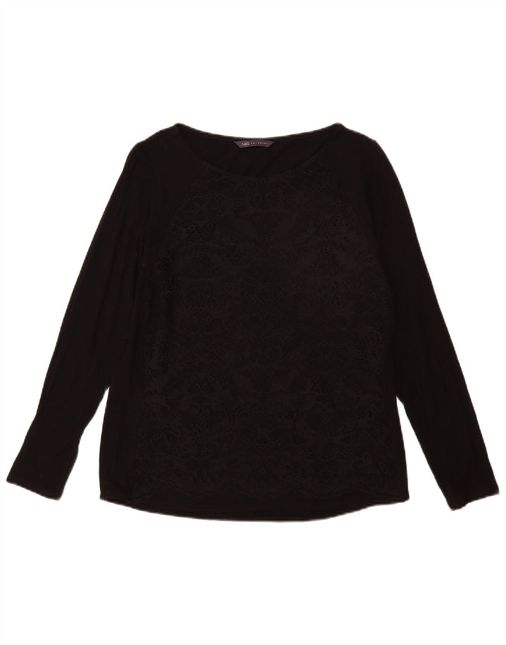 Marks & Spencer Top da donna a maniche lunghe UK 12 Medium Black Viscosa