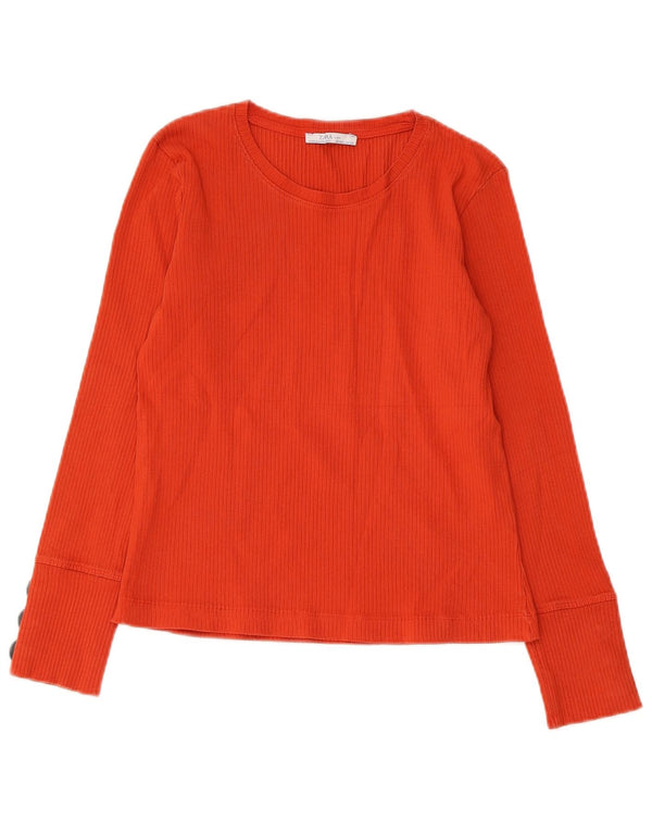 Top corto da donna Zara a maniche lunghe UK 14 grande cotone arancione