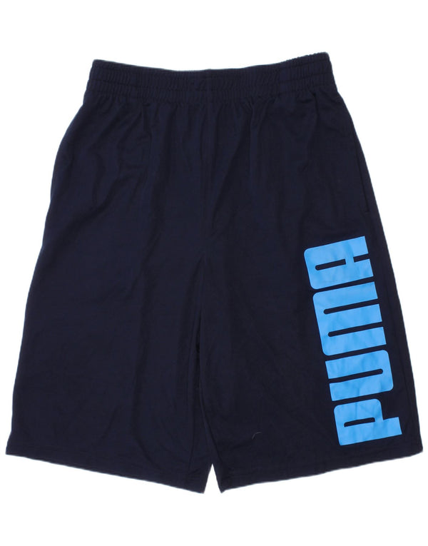 Pantaloncini sportivi grafici Puma da ragazzo 13-14 anni Large in poliestere blu navy