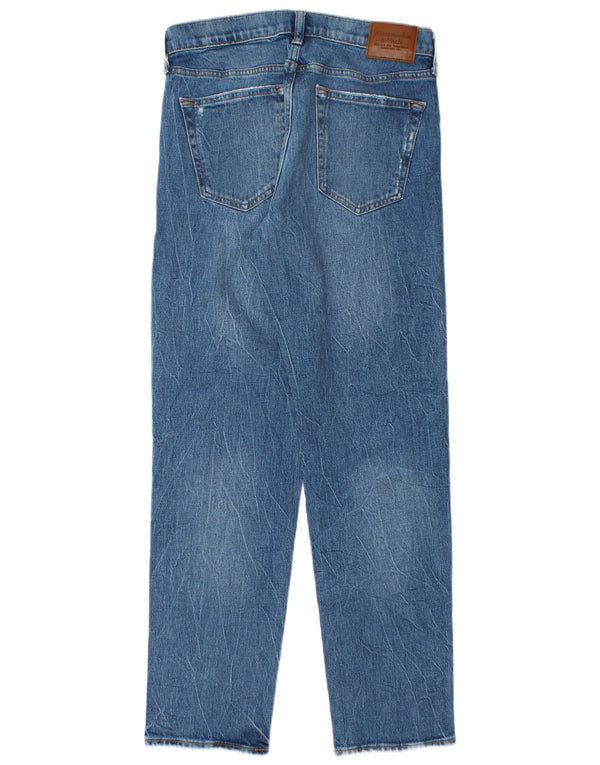 ABERCROMBIE & FITCH Jeans dritti elasticizzati da uomo W31 L32 cotone blu anni '90