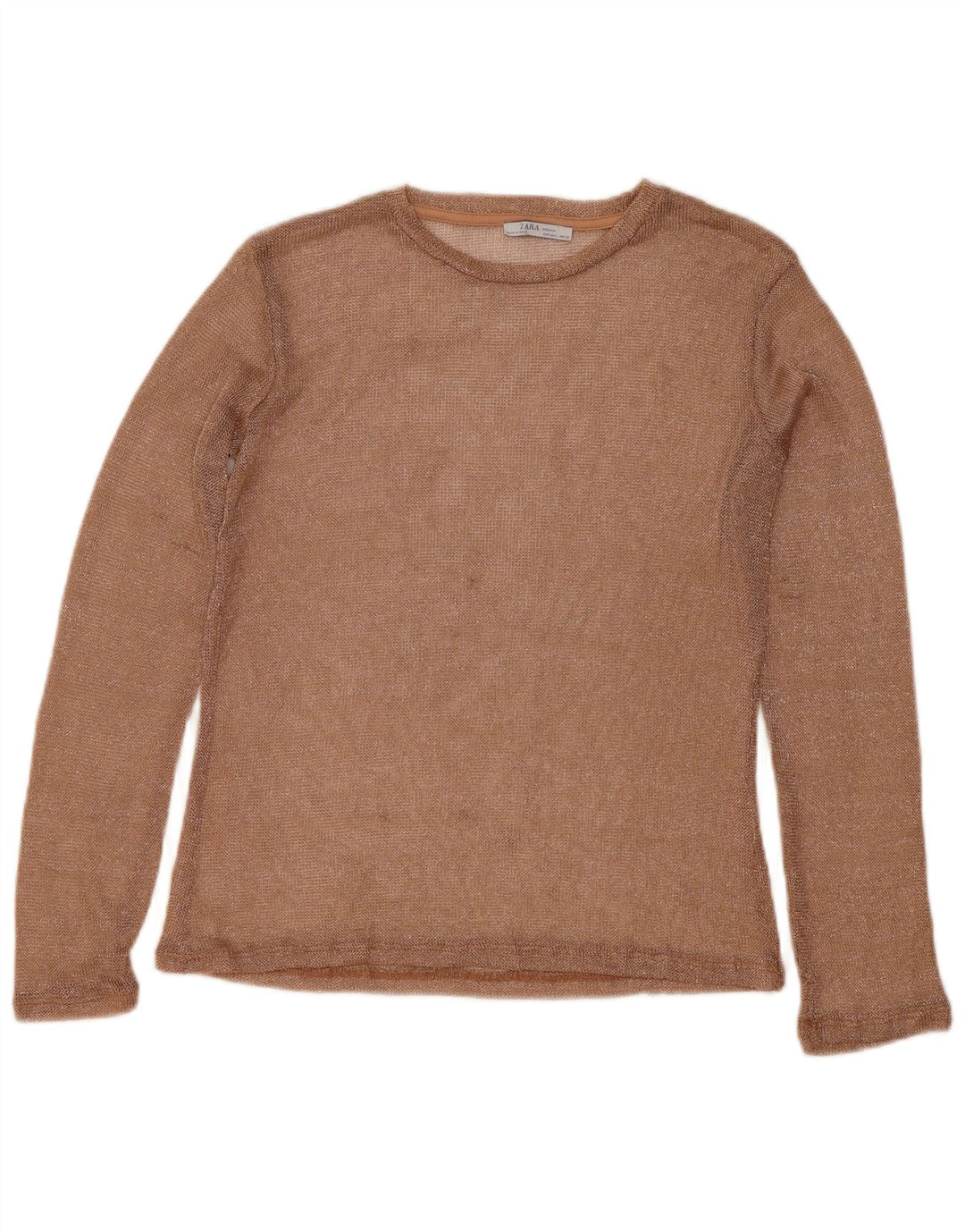 Top Zara da donna a maniche lunghe UK 16 grande oro